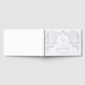 Dusty Blue Flourish Monogram Wedding Gastenboek (Volledig)