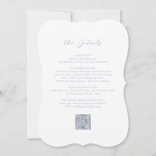 Dusty Blue Flourish Monogram Wedding Kaart (Achterkant)