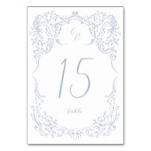 Dusty Blue Flourish Monogram Wedding Kaart (Achterkant)