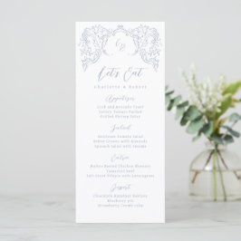 Dusty Blue Flourish Monogram Wedding Menu