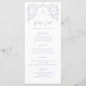 Dusty Blue  Flourish Monogram Wedding Menu (Voorkant)