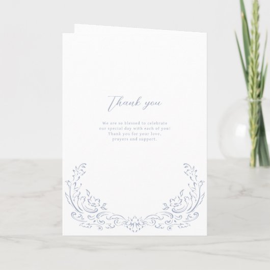 Dusty Blue Flourish Monogram Wedding Programma (Achterkant)