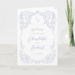Dusty Blue Flourish Monogram Wedding Programma