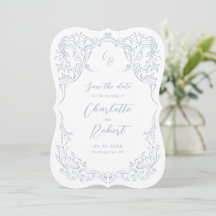 Dusty Blue  Flourish Monogram Wedding