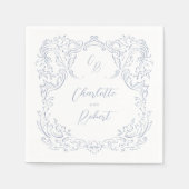 Dusty Blue  Flourish Monogram Wedding Servet (Voorkant)