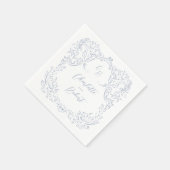 Dusty Blue  Flourish Monogram Wedding Servet (Hoek)
