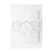 Dusty Blue  Flourish Monogram Wedding Uitnodigingen Wikkel (Voorkant Voorbeeld)
