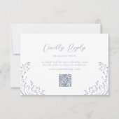 Dusty Blue  Flourish QR code bruiloft RSVP Kaartje (Voorkant)