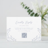Dusty Blue  Flourish QR code bruiloft RSVP Kaartje (Staand voorkant)