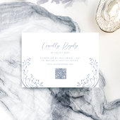 Dusty Blue Flourish QR code bruiloft RSVP Kaartje