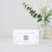Dusty Blue Flourish QR code Website Kaart Plaatskaartje (Staand voorkant)