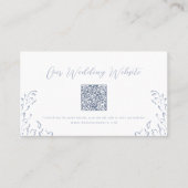 Dusty Blue Flourish QR code Website Kaart Plaatskaartje (Voorkant)