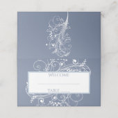 Dusty Blue Flourish Reception Place Card Plaatskaartje (Buitenkant ongevouwen)