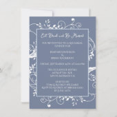 Dusty Blue Flourish repesal Dinner Invitation Kaart (Voorkant)