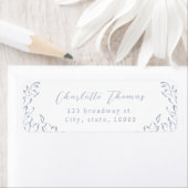 Dusty Blue  Flourish Script retouradres Etiket (Insitu)