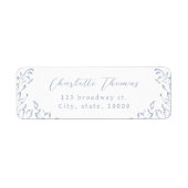 Dusty Blue  Flourish Script retouradres Etiket (Voorkant)