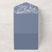 Dusty Blue Flourish Weddenschap in één uitnodiging (Buitenkant)