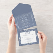 Dusty Blue Flourish Weddenschap in één uitnodiging (Afscheurbaar)