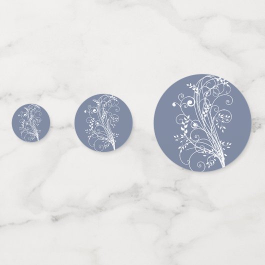 Dusty Blue Flourish Wedding Confetti (Achterkanten)