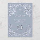 Dusty Blue  Flourish Wedding Details Informatiekaartje (Voorkant)