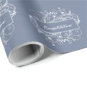 Dusty Blue Flourish Wedding Wrapping Paper Cadeaupapier (Rol Hoek)