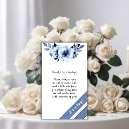 Dusty Blue Flower Baby shower Boeken voor Baby Informatiekaartje