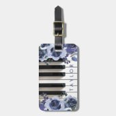 dusty blue flower bagagelabel voor pianodesign (Voorkant verticaal)