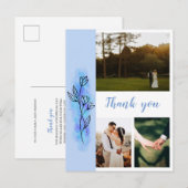 Dusty Blue Flower Bedankt Foto Weddenschap Briefka Briefkaart (Voorkant / Achterkant)