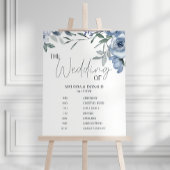 Dusty Blue Flower Eenvoudig trouwprogramma Poster