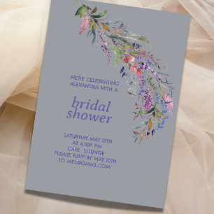 Dusty Blue Flower Garden Bridal Shower Kaart