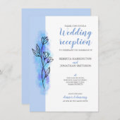Dusty Blue Flower Modern Wedding Reception Kaart (Voorkant / Achterkant)