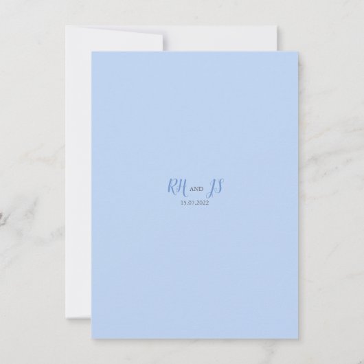 Dusty Blue Flower Modern Wedding Reception Kaart (Achterkant)