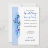 Dusty Blue Flower Modern Wedding Reception Kaart (Voorkant)