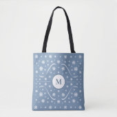 Dusty Blue Flower Power Monogram Canvas tas (Voorkant)