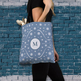 Dusty Blue Flower Power Monogram Canvas tas