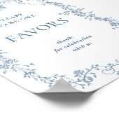 Dusty Blue Flower Victoriaans Favors Trouwbord Poster (Hoek)