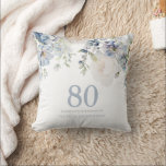 Dusty Blue Flowers 80th Birthday Party Gift Kussen<br><div class="desc">Dusty Blue Flowers 80th Birthday Party Gift Sierkussen Zie passend collectie in Niche en nestwinkel</div>