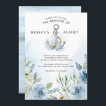 Dusty Blue Flowers Anchor Wedding Invitation Kaart<br><div class="desc">Dusty Blue Flowers Anchor Wedding Invitation</div>