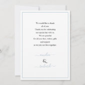 Dusty blue flowers, arch with foto wedding bedankkaart (Achterkant)