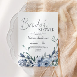 Dusty Blue Flowers Boho Bridal Shower Uitnodiging