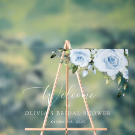 Dusty Blue Flowers, Boho, Vrijgezellenfeest Welcom Acryl Bord