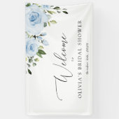Dusty Blue Flowers, Boho, Vrijgezellenfeest Welcom Spandoek (Verticaal)