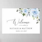 Dusty Blue Flowers, Boho, Wedding Welcome Poster (Voorkant)