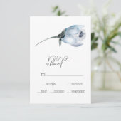 Dusty Blue Flowers Bruiloft RSVP Kaart (Staand voorkant)