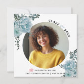 Dusty blue flowers Class of 2023 graduation photo Aankondiging (Voorkant)