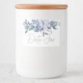 Dusty Blue Flowers Date Night Jar Voedselcontainer Etiket (Voorkant)