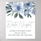 Dusty Blue Flowers Date Night Poster (Voorkant)