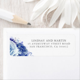 Dusty Blue Flowers Elegant Botanical Etiket