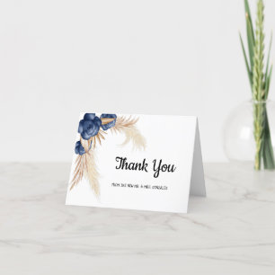 Dusty Blue Flowers en Pampas Wedding Hartelijk dan Bedankkaart