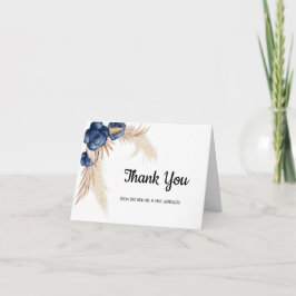 Dusty Blue Flowers en Pampas Wedding Hartelijk dan Bedankkaart